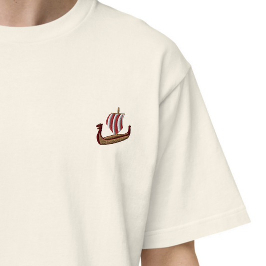 Odin Dragon ship OnePoint-Win embroidery T-shirt